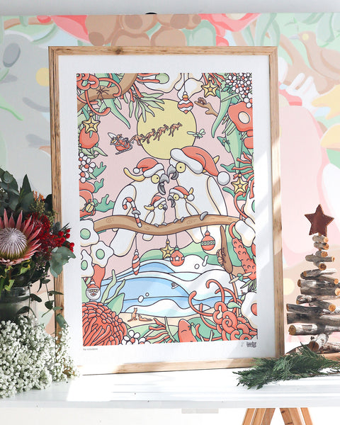 Create Your Own Christmas Cockatoo Family Print