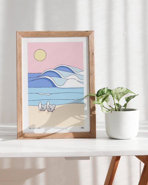 Create Your Own Surfing Koala Couple Print
