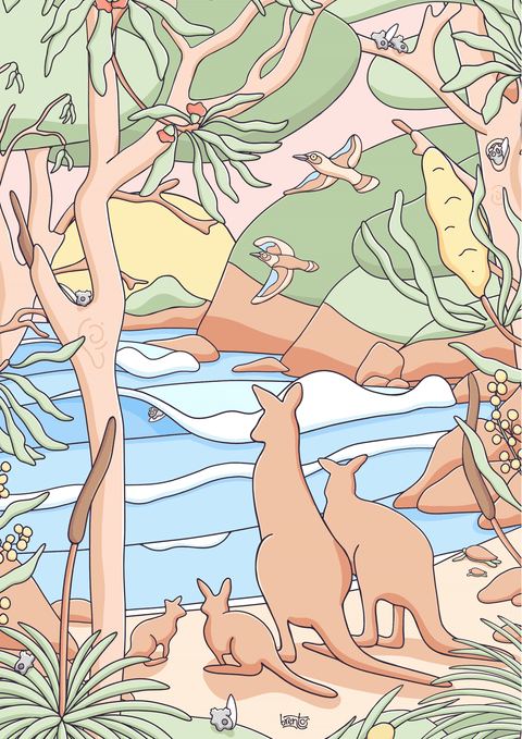 Kangaroo Beach Art Print