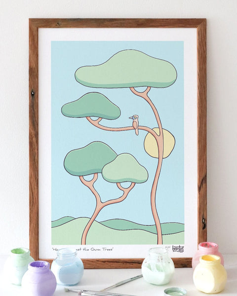 Home Amongst the Gum Trees Art Print