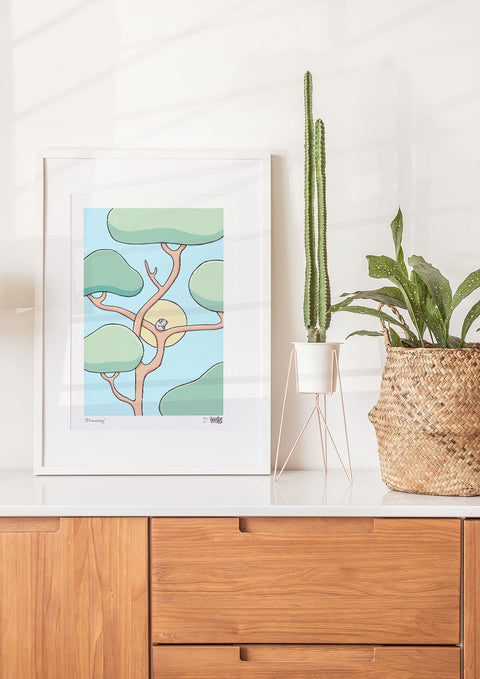 Dreaming Koala Art Print (Blue)
