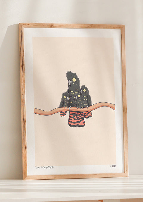 Create Your Own Black Cockatoo Family Print