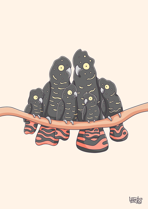 Create Your Own Black Cockatoo Family Print