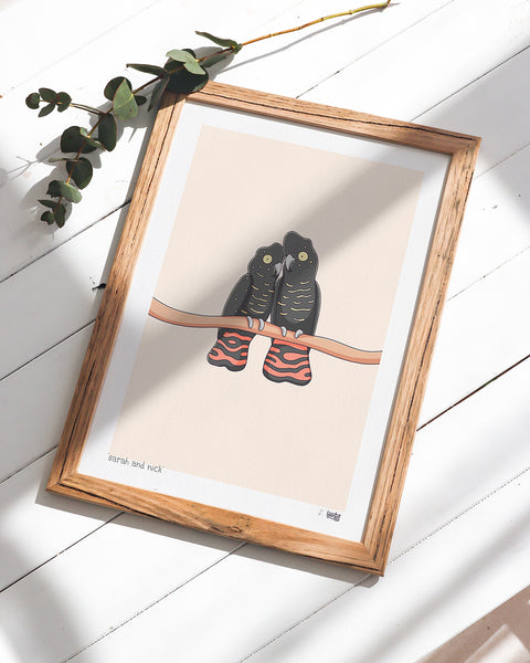 Create Your Own Black Cockatoo Couple Print