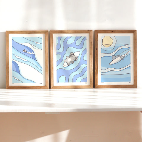 Blue Shades Print Trio