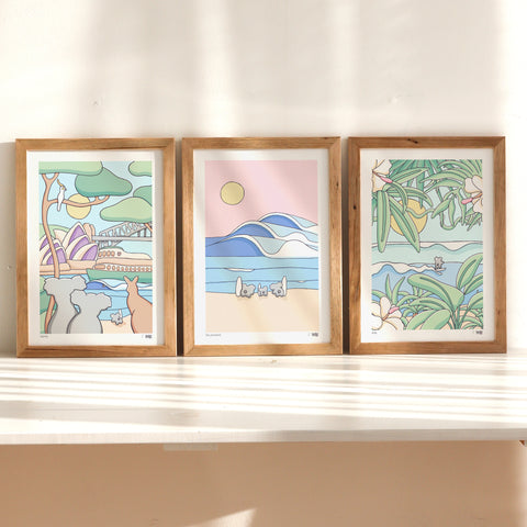 Coastal Koala Family Print Trio