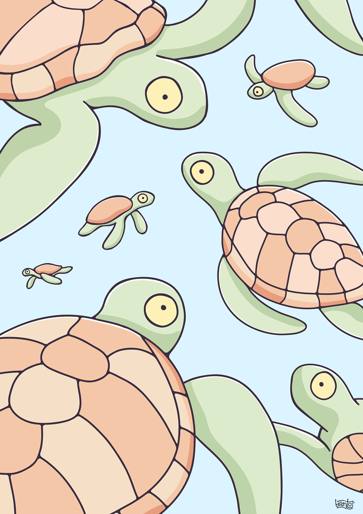 Turtle Party Art Print - Brentos