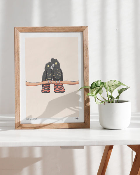 Create Your Own Black Cockatoo Couple Print