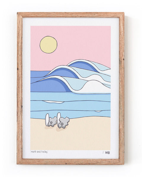 Create Your Own Surfing Koala Couple Print