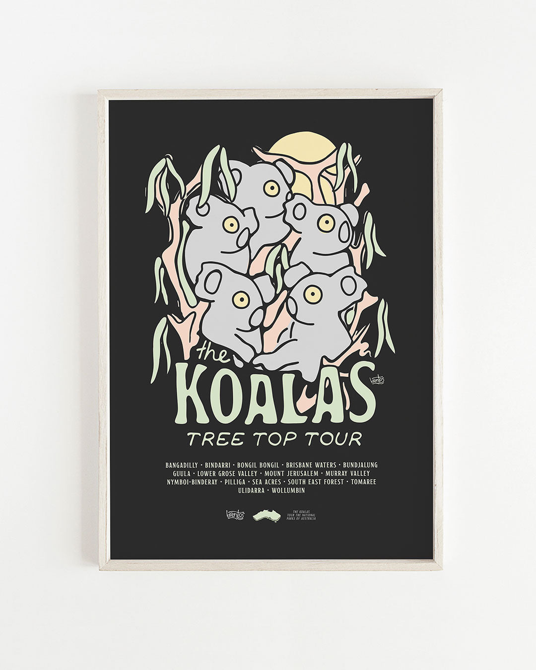 The Koalas National Tree Top Tour Band Poster by Brentos