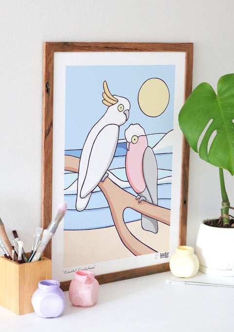 Coastal Cockatoos Art Print