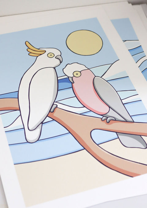 Coastal Cockatoos Art Print