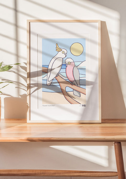 Coastal Cockatoos Art Print