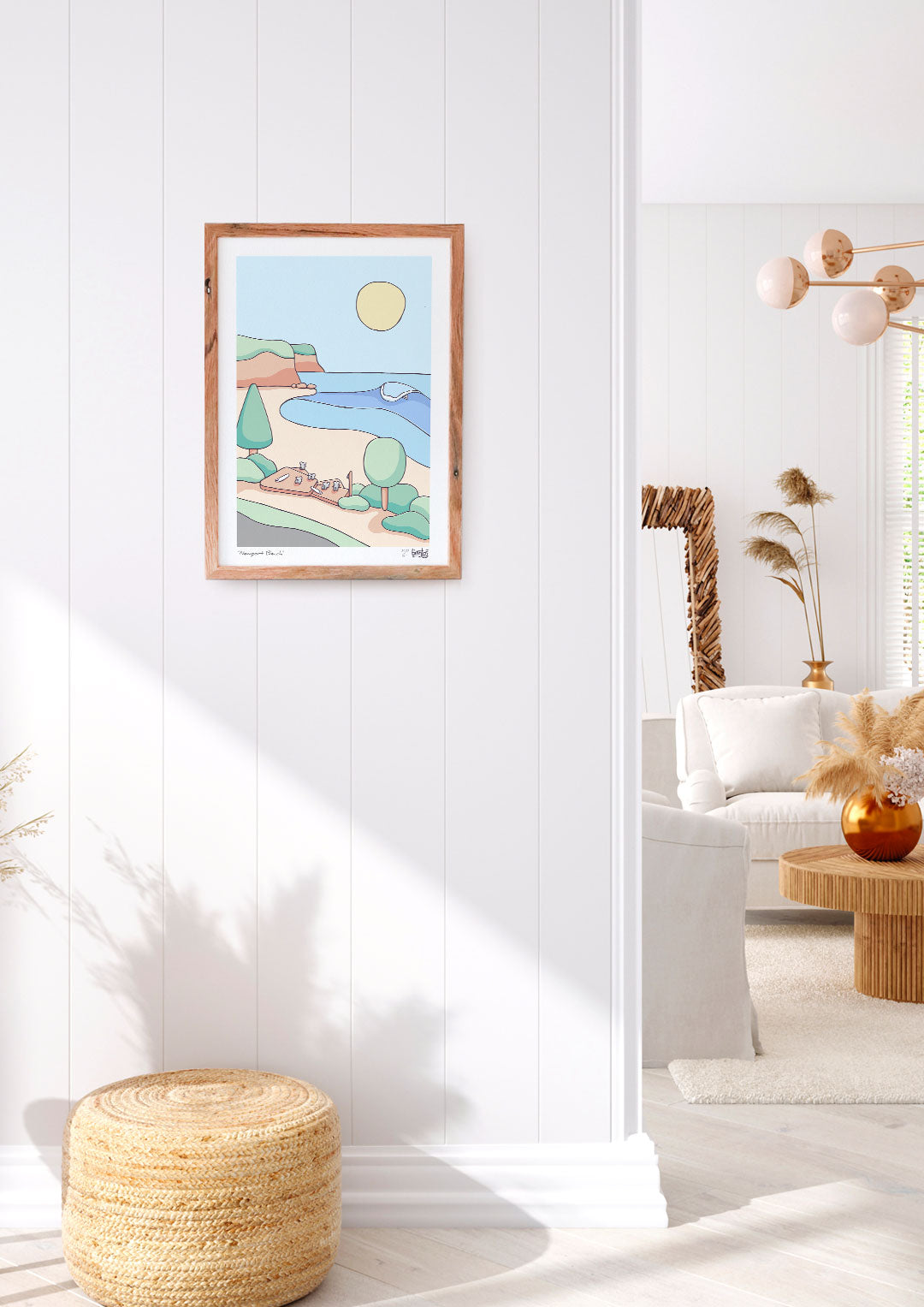 Newport Beach Wall Art Print with Surfing Koalas by Brentos